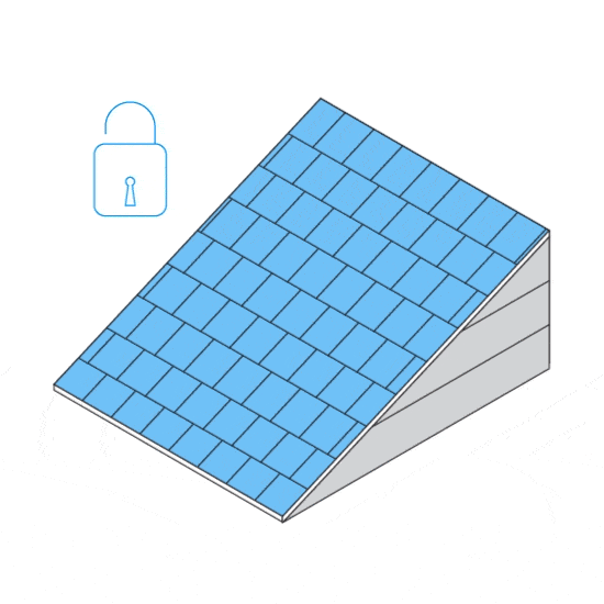 gif of blue roof tiles with a lock beside it.